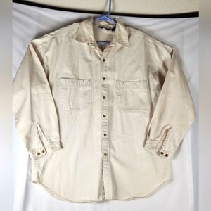 Columbia Womens Large Ivory Long Sleeve Button Down Shirt.